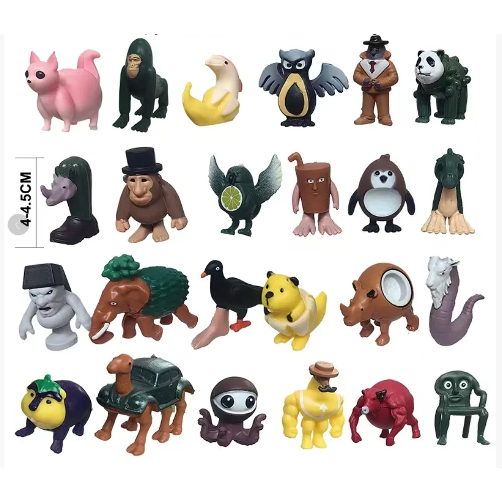 

b 24Pcs Italian Brainrot Tung Tung Sahur Figures Doll Tralalero Tralala Bombardino Crocodilo Shimpanzini Bananini Model Toy Gift