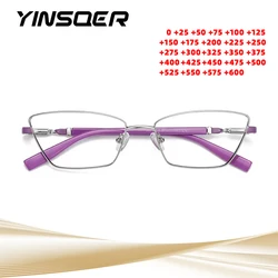 New Fashion Small Cat Eye Anti Blue Light Reading Glasses Women Metal Myopia Prescription Glasses Women's Optical Glasses Frame