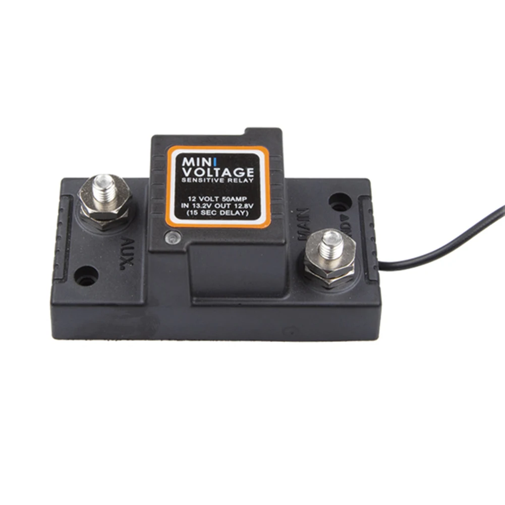 Dual Battery Isolator Waterproof Mini Voltage Sensitive Relay 12V 50A Car Motorcycle VSR for Car ATV UTV Boats RV Truck