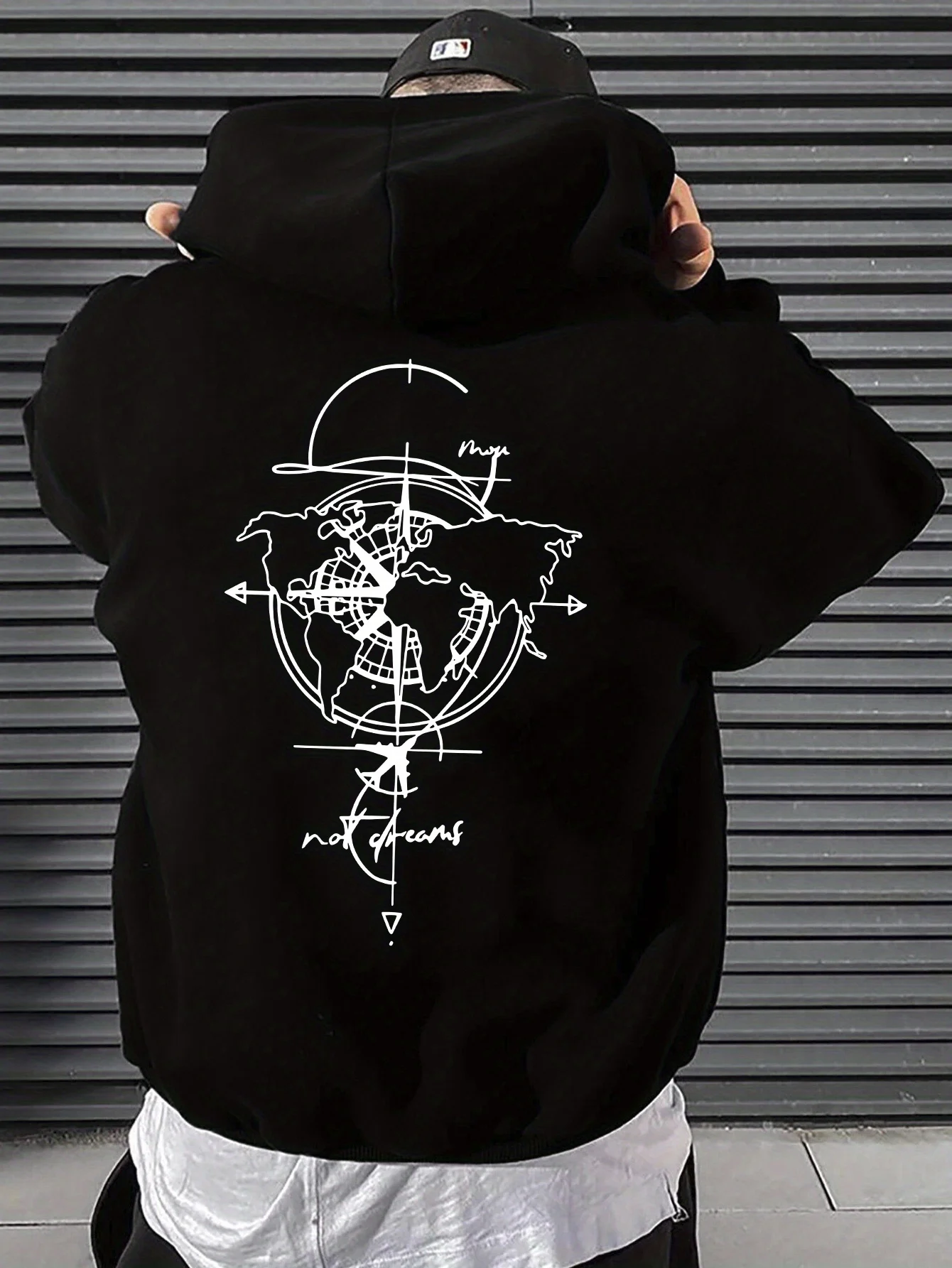 2026 Autumn/Winter Men's Geometric Irregular Pattern Print Long-Sleeve Hooded Sweatshirt, Street Style, Trendy and Versatile