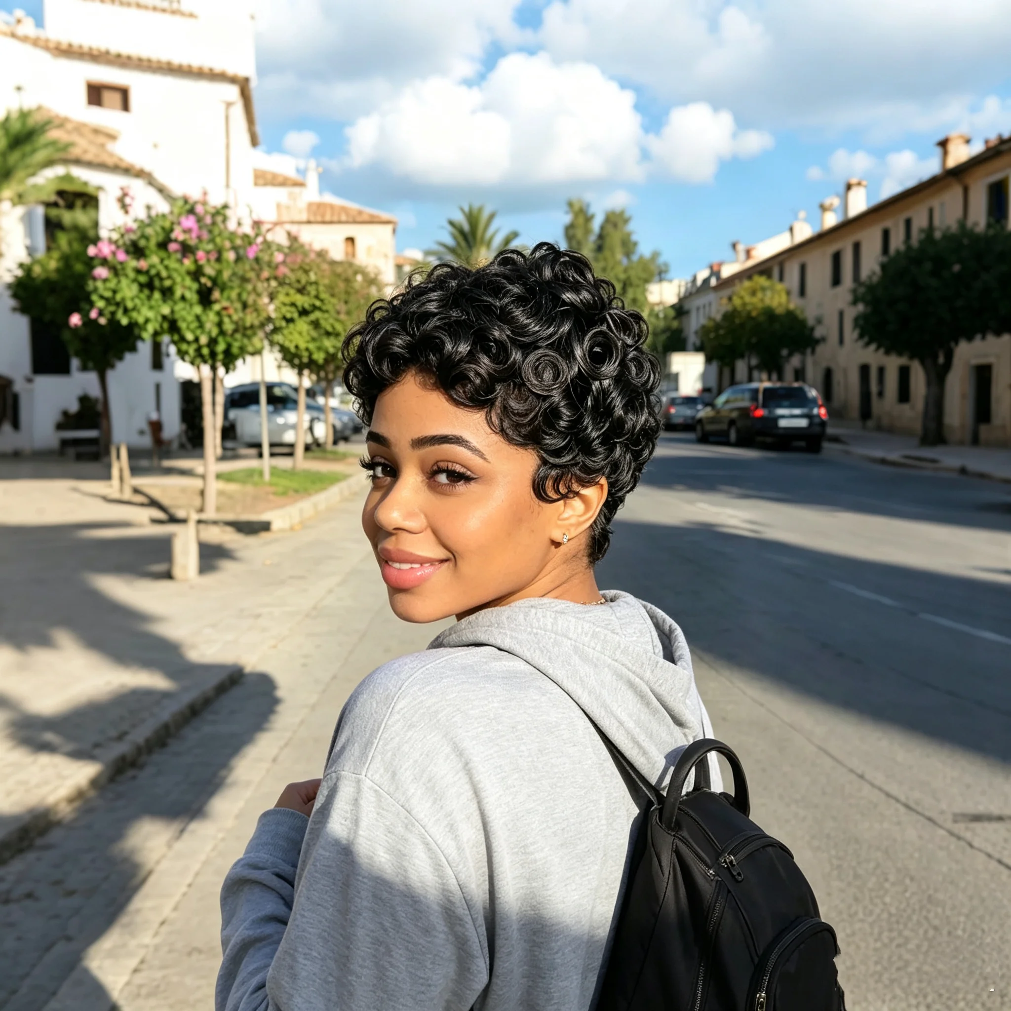 Egg Curly Pixie Cut Wig Short Human Hair Wigs with Pre Plucked Bangs for Women Brazilian Hair Machine Made Ready to Wear Natural