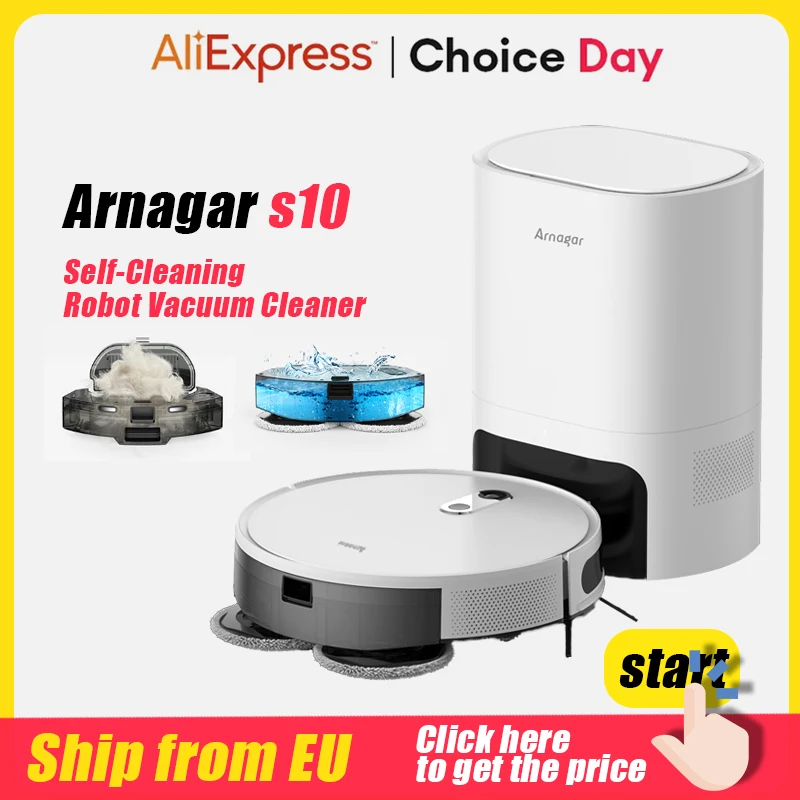 Global Version Arnagar S10 Robot Vacuum Cleaner Auto Empty Dust Collection Sweep＆Mop 4000Pa 2600mAh Low Noise APP Control