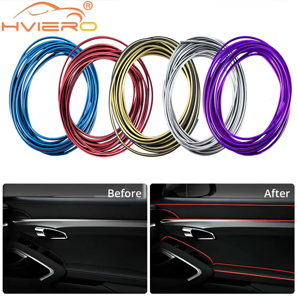 

Car Styling Universal DIY Flexible Interior Moulding Trim Accessories Decoration Strip Dashboard 5M Edge Sticker Multiple Colors