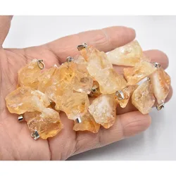 Fashion quality Natural Stone yellow Crystal Irregular Pendants Charms For DIY Jewelry Making 20pcs/lot Wholesale free shipping