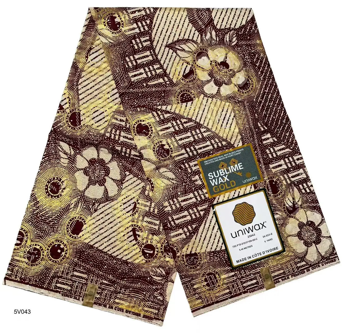 

2025 Nigerian Stone Golden-Wax Print African Fabrics High Quality for Patchwork New Style Fabric for Clothing Home Decor T11