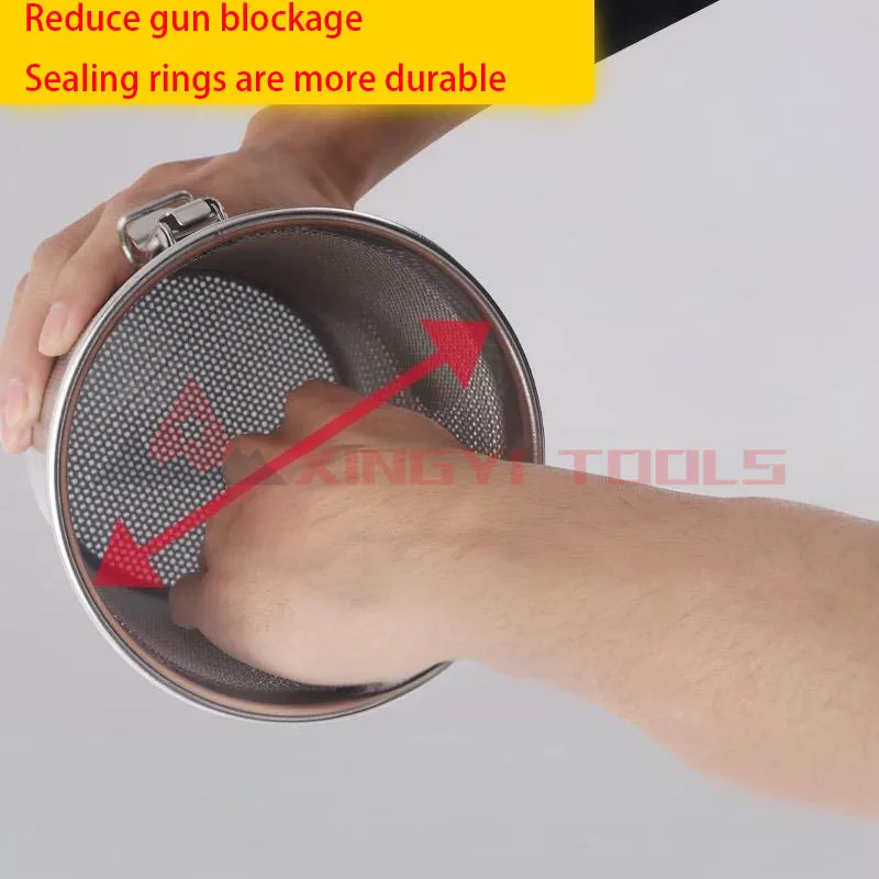 Filter penggiling bubuk dempul baru filter dempul baja tahan karat dengan penutup, Silinder Filter Dempul Tipe Keranjang Baja Tahan Karat