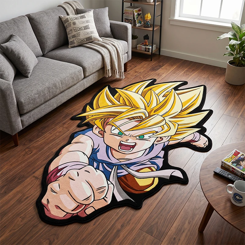 

Коврик с изображением Гоку из аниме Dragon Ball Super Saiyan, нескользящий напольный коврик для игровой комнаты, декор для гостиной, мягкий ковер нестандартной формы