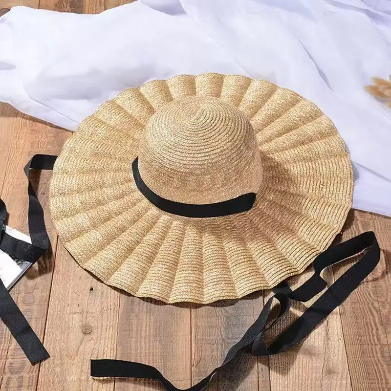 2025 neue handgemachte Stroh Jazz Jakobsmuschel Sonnenhut Mode Frühling Sommer Outdoor Allgleiches Band Sonnencreme große Krempe Strand Strohhut – Detail 20