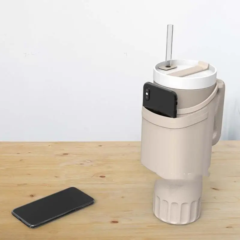 Tas dudukan botol air, penutup pelindung cangkir silikon lembut dengan saku ponsel tahan air untuk perjalanan rumah