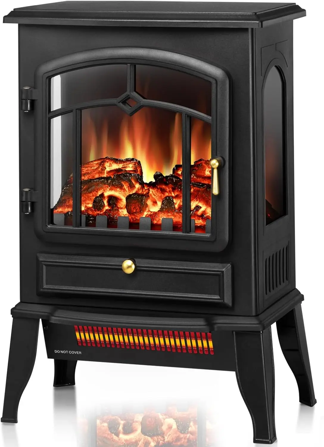 

Freestanding Electric Fireplace Stove, Small Electric Fireplace Heater with Thermostat Control, 3D Realistic Flame,1000W
