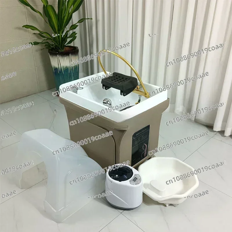 New Mobile Shampoo Basin Barber Shop Spa Fumigation Water Circulation Head Treatment Facial Bed Massage Couch Shampoo Chair