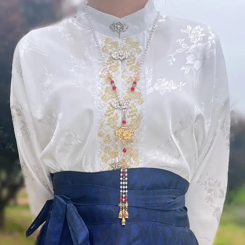 

New Chinese Horse Dress Accessories Back Cloud Long Yingluo Hanfu Ancient Style Tassel Red New Year Festive Collar Necklace