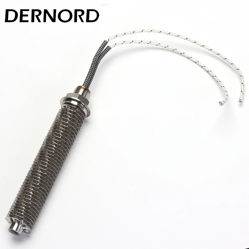 DERNORD 220v Finned Heater Hot Air Heating Element with M18 Thread SUS304 Electric Tubular Heater 100w/200w/300w/400w/500w