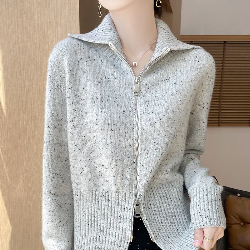 ขนสัตว์บริสุทธิ์ 100% ถักเสื้อสเวตเตอร์ถักผู้หญิงเสื้อกันหนาวแฟชั่นสไตล์สั้นแขนยาวผู้หญิงเสื้อเสื้อกันหนาวขายร้อน