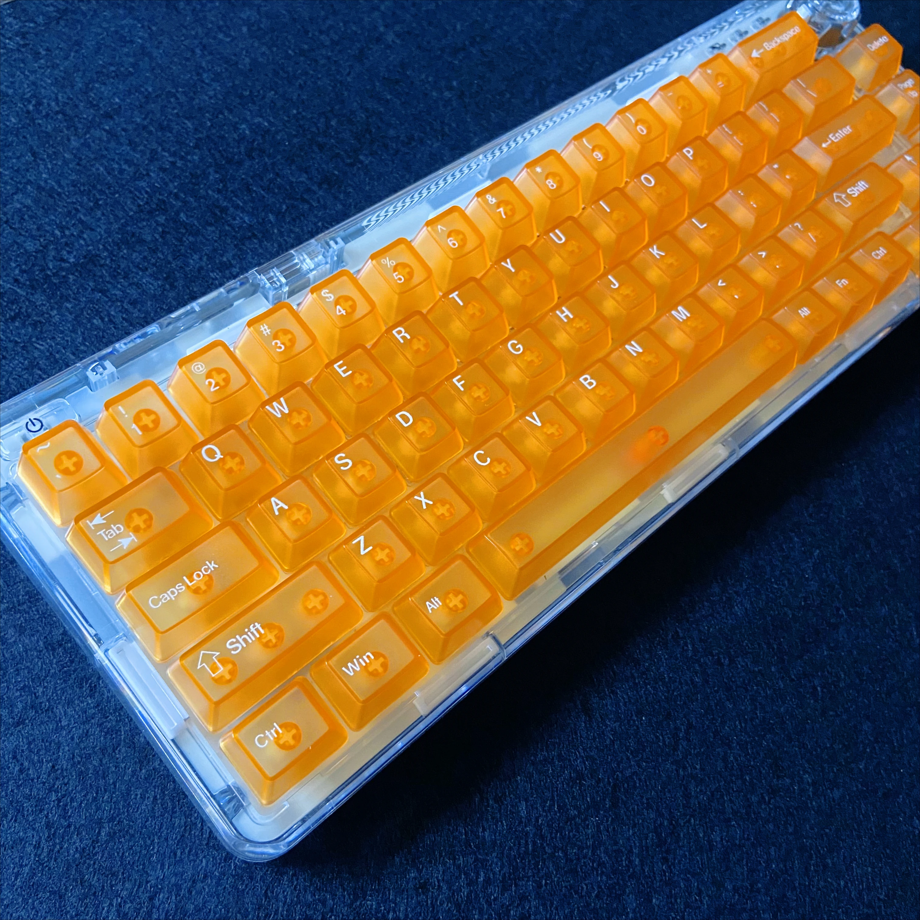 Orange Fog and Transparent OEM Key Caps Cherry Profile Keycaps Unprinted Side Top Printed DIY Mechanical Keyboard 68 95 108