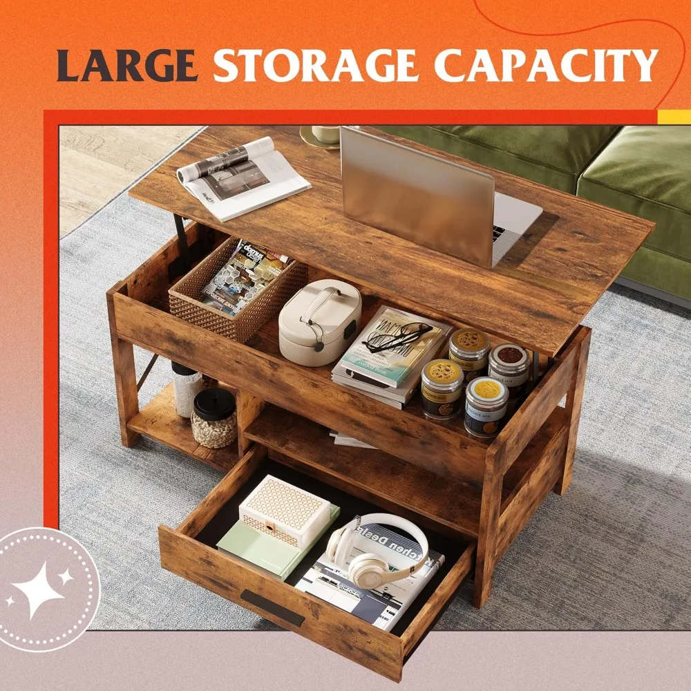 طاولة القهوة، 39 طاولة قهوة علوية مع حجرة مخفية، وأدراج تخزين ورف تخزين لغرفة المعيشة، والاستقبال