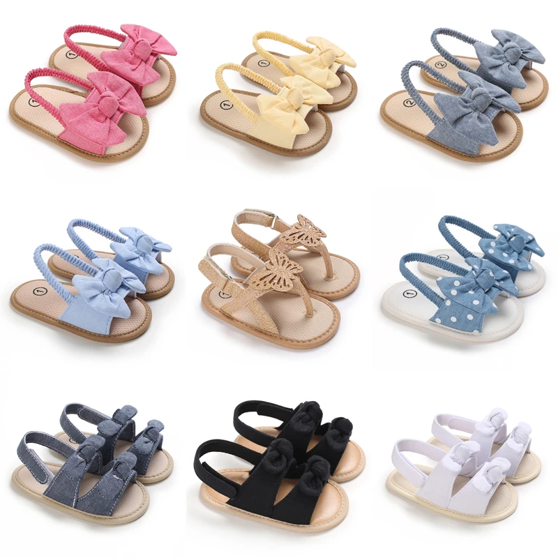 0-18m summer newborn girl baby boy sandals butterfly flat bottom cork shoes in a variety of good-looking colors