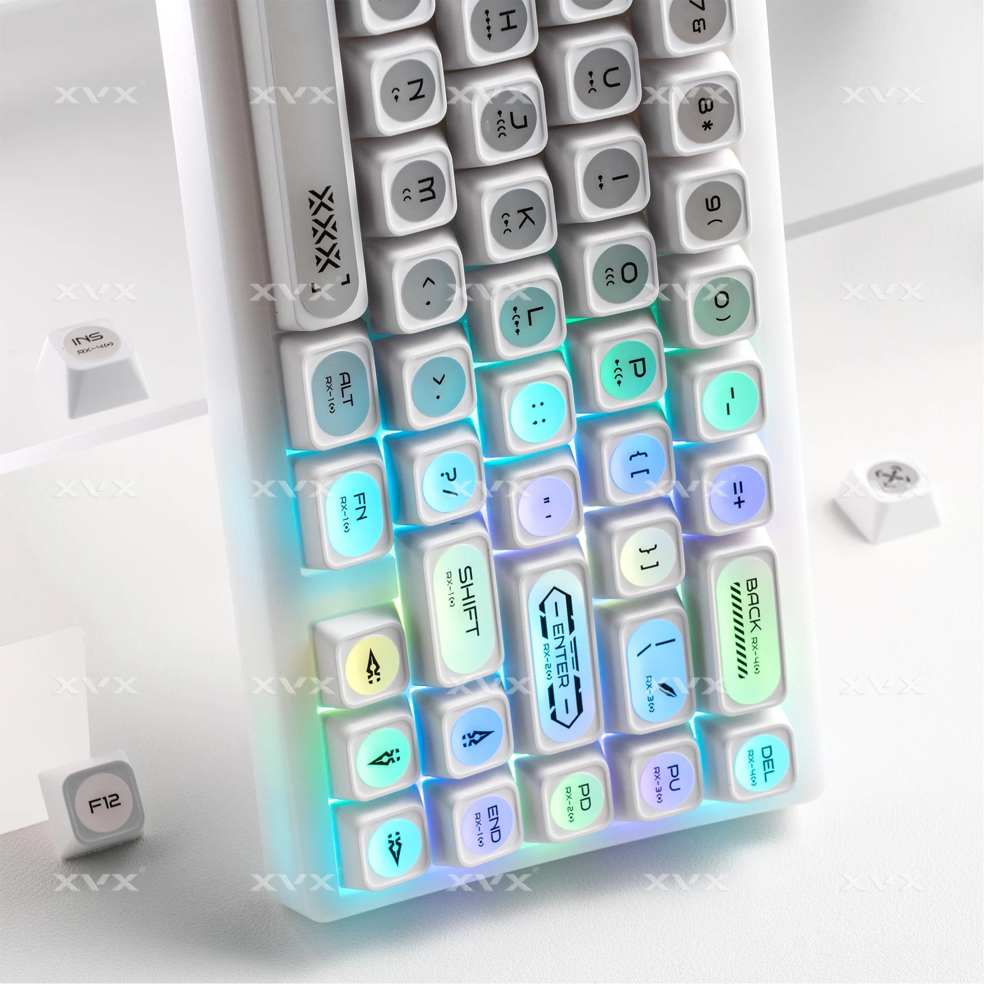 小物 HOPTICAL White CAT IE H10 XVX White Cats Eye Keycap Set 136-Key PBT