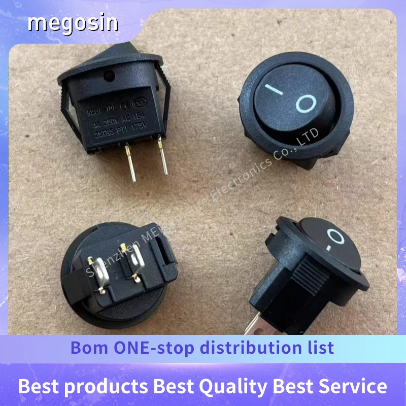 5pcs/lot Circular boat-shaped switch 2-pin 2-position KCD1-108 3A 250V small boat-shaped lift plate power button switch
