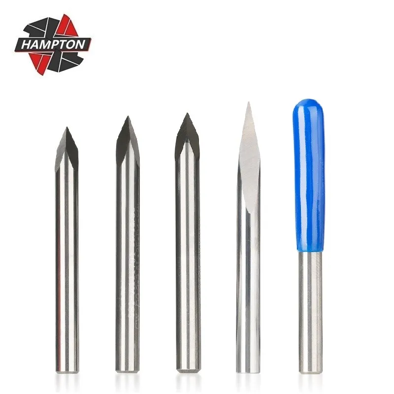 4mm Shank Carbide Milling Cutter 3 Edge Pyramid Engraving Bits 20-90 Degrees Tip 0.1/0.2/0.3mm Router Bit Woodworking Tools