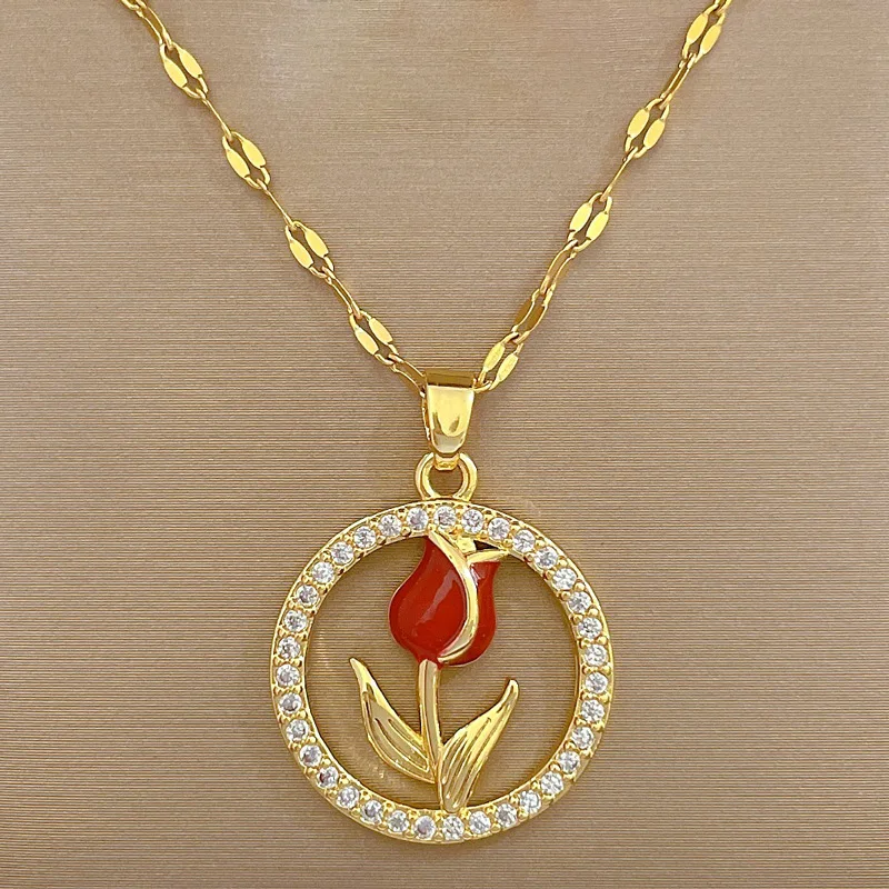 Exquisite Halskette mit Mikro-Zirkon-Intarsien, Schmetterlings- und Quastenanhänger für Damen, Edelstahl-Herz-Muschel-Anhänger, Hochzeitsschmuck – Detail 17