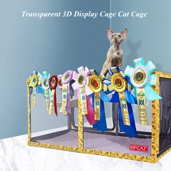 EFCAT Cat Show Cage Transparent 3D Display Cat Hammock Folding Litter Box For Cat Exhibition Cage