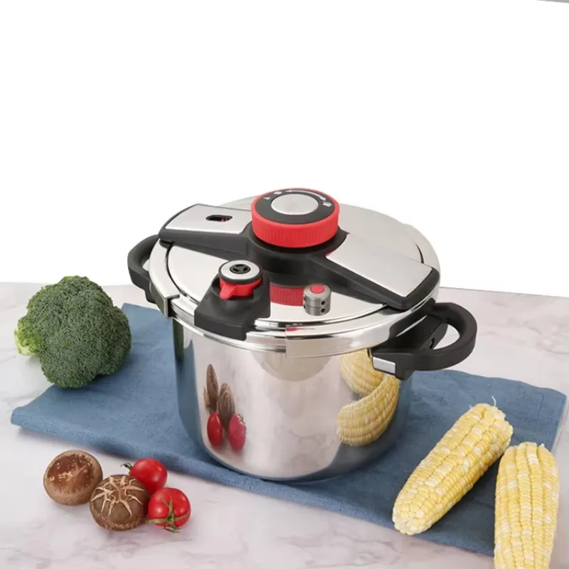

Handle Folds 304 Stainless Steel To Rotate on And Off Gas and Induction Using Bottom Thickened Pressure Cooker