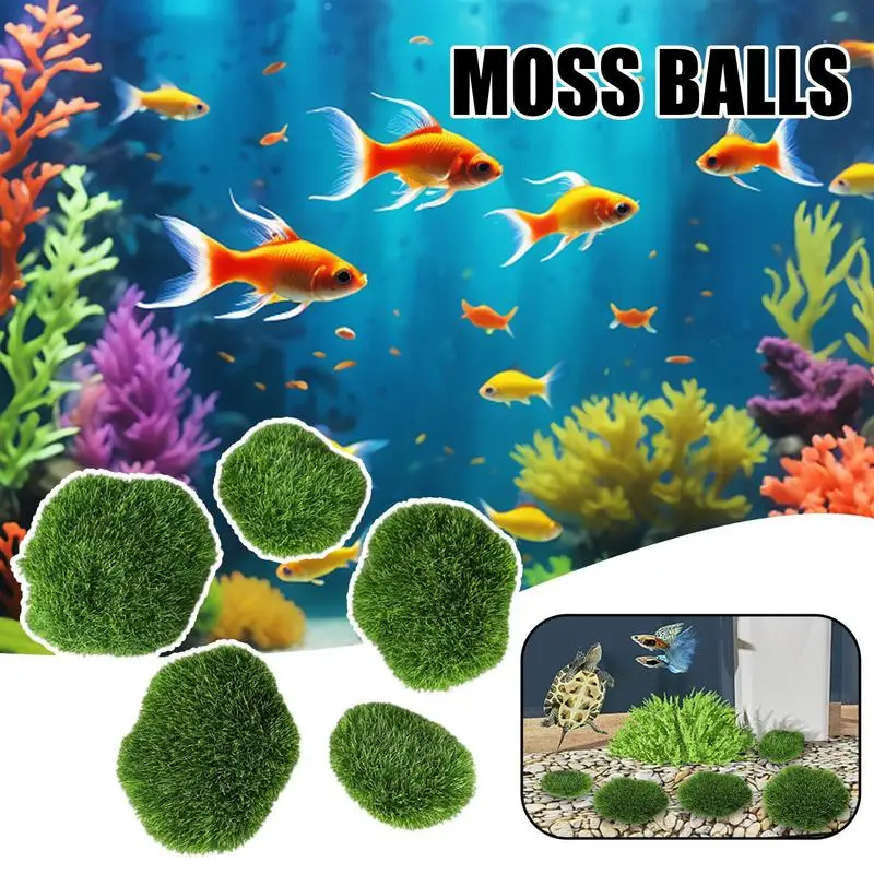 5Pcs Simulation Moss Balls Artificial Moss Stones Aquarium Fake Green Plant for Home Garden Flower Pot Decoration Creative Craft