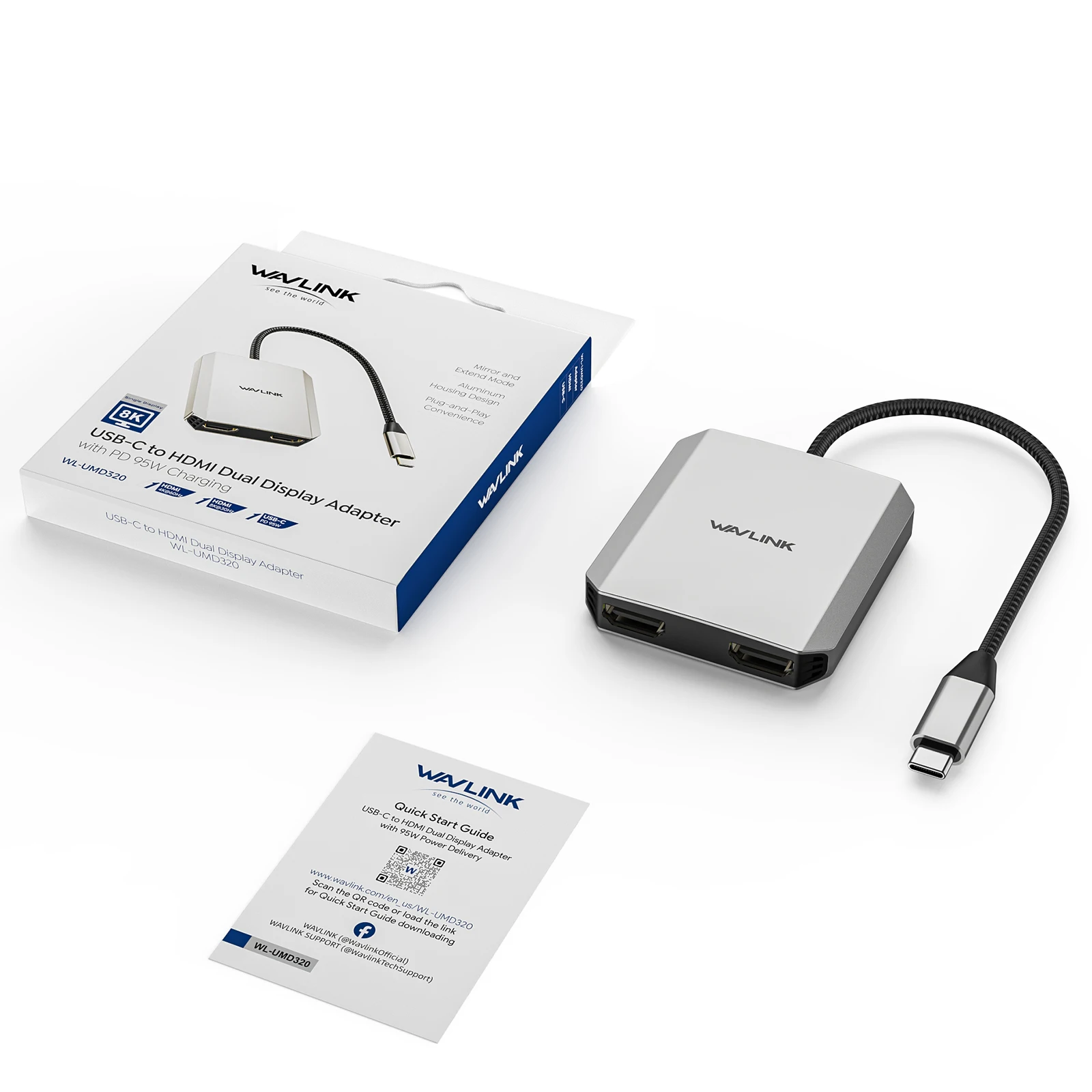 WAVLINK USB-C - HDMI デュアルディスプレイアダプター シングル8K