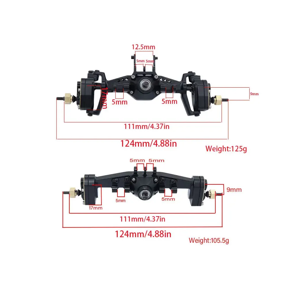 HWRC TRX4M Black Coating Brass Front Rear Portal Axle for 1/18 RC Crawler TRX4-M Upgrade Parts