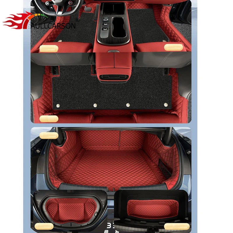 For Xiaomi Su7 SU 7 2024 2025 Double Layer Car Floor Mats Trunk Wire Custom Foot Pads Salon Carpet Cover Interior Accessories