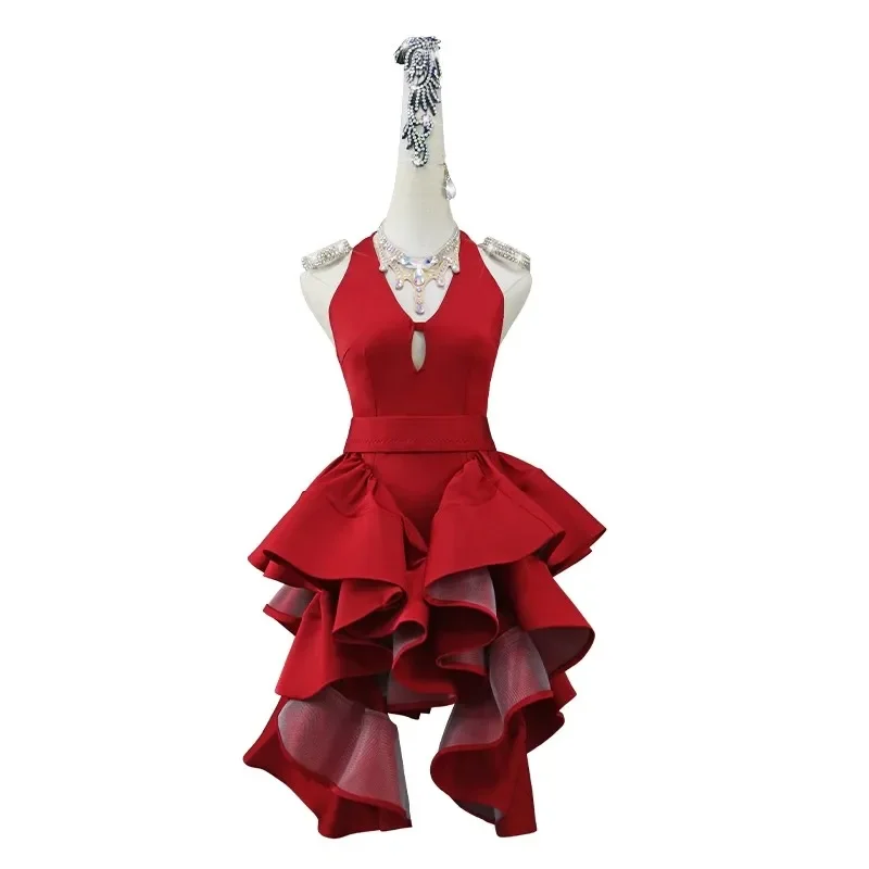 Vestido feminino de dança latina com pendão, terno profissional de competição, fantasia de palco personalizada para tango adulto e infantil, alto nível, 2024