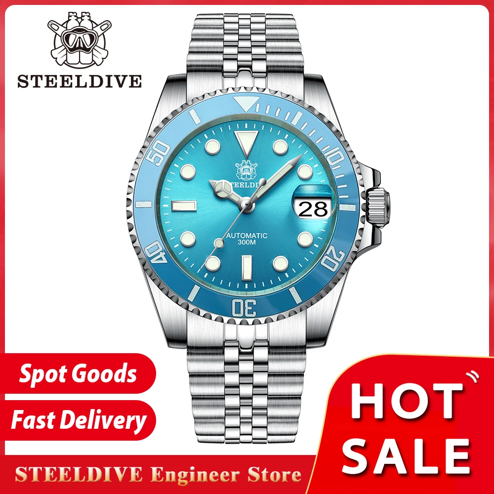 STEELDIVE SD1953 Dive Wristwatch New Color Scheme Classic Water Ghost Swiss Luminous NH35 Movt 300M Waterproof Mechanical Watch