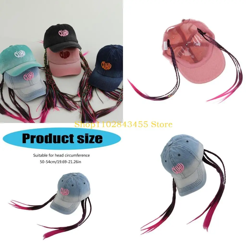 

49MC Synthetic Wigs Baseball Hat Wigs Integrated Styles Hat Children Baseball Hat for Outdoor Activity