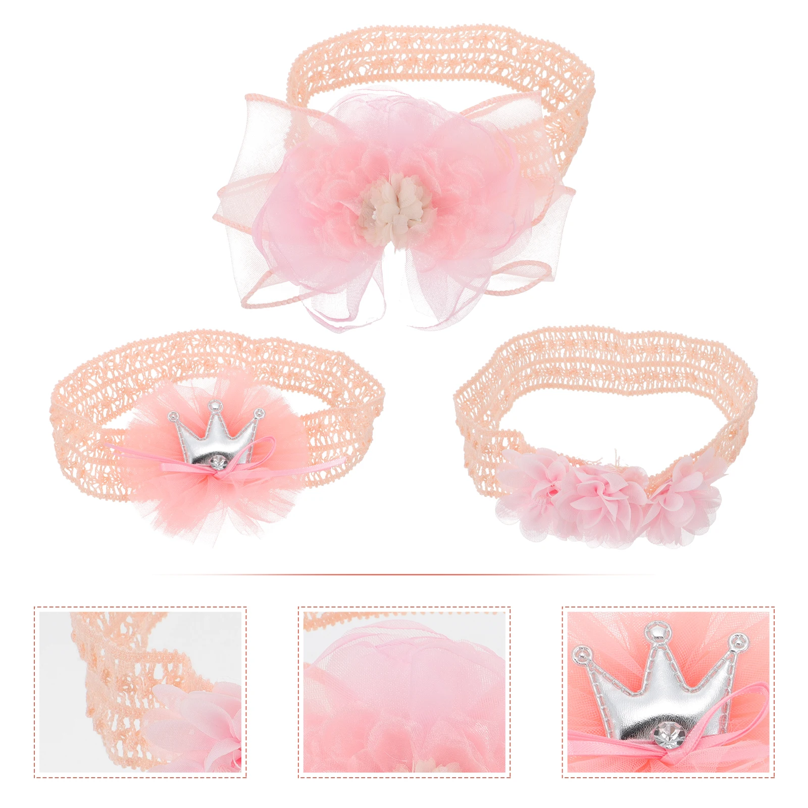 

3pcs Baby Headb Newborn Cartoon Headdress Fabric Lace Bow Hair Accessories Toddler Infant Hairb Lovely Exquisite Photo Props