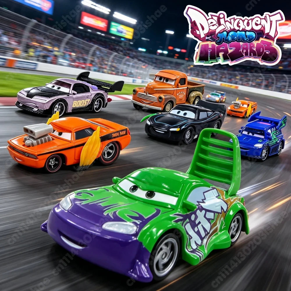 Vintage Collectible Model Cars - ピクサー「カーズ」の金属製ダイキャスト製ミニカー。DRH、ライトニング・マックイーン、DJウィング、ブースト、チューナー・ギャング。子供向けのクリスマスや誕生日プレゼントに最適。