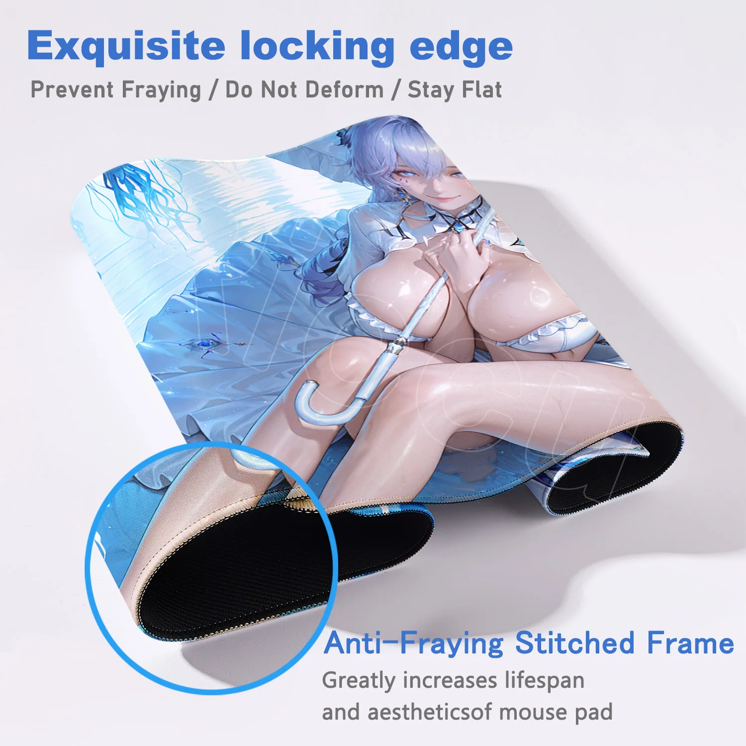 แผ่นรองเมาส์ลายสาวอนิเมะสุดเซ็กซี่ ลายคลื่นทะเลที่น่าหลงใหล ขนาดใหญ่พิเศษ XXL สำหรับแล็ปท็อป 1200×600 มม. กันลื่น