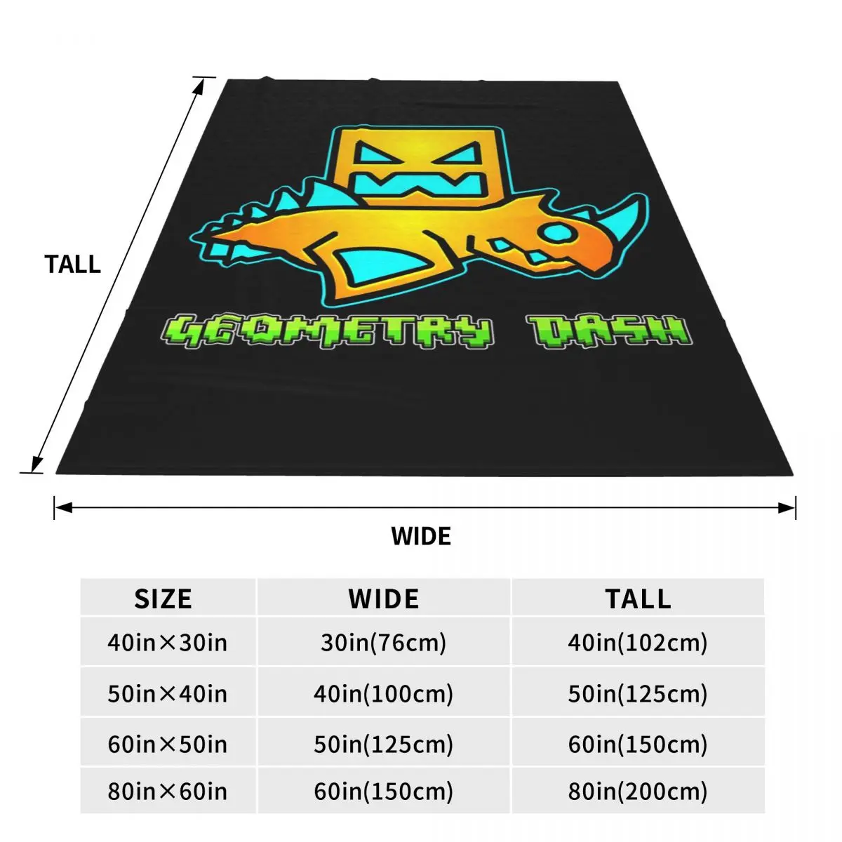 Geometry Dash Game Music Cute Geometric Blanket Flannel Sofa Throw Blanket Lightweight for Couch Bedding Travel Throws Bedspread
