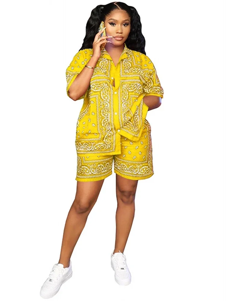 

2 Piece Sets African Sets For Women New African Print Elastic Bazin Baggy Shorts Rock Style Dashiki Famous Suit Lady Outfits