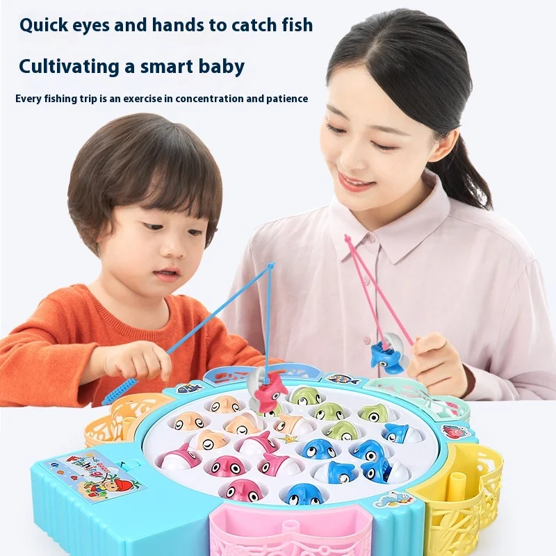 1 Set Education Baby 3 Year Gifts Kids Magnetic Fishing Play For Children Electric Fishing Toy Have Music Spinning Game Fish Rod