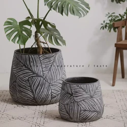 Large Nordic Concrete Planter Silicone Mold Leaf Cement Texture Decora Home floor Plant pot mold Garden Cement flowerpot Mold