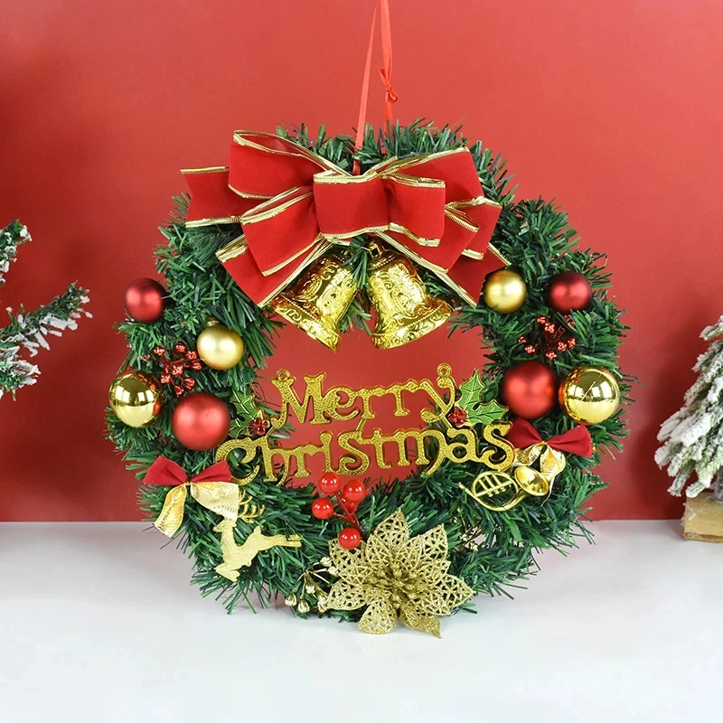 30cm Christmas Wreath Xmas Door Garland Hanging Oranments Merry Christmas Decoration For Home 2024 New Year Navidad Door Pendant