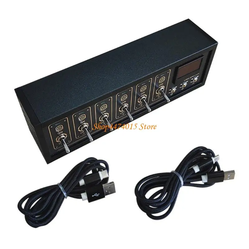 

K1AA 6 Port USB HUB USB Splitter USB Extender Multi USB -Hub Индивидуальные выключатели ЖК -дисплей для ноутбука USB -мигающие