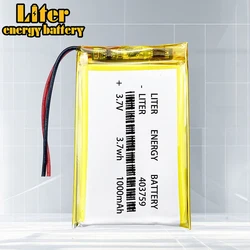 403759 3.7V 1000MAH 383759 Lithium Polymer Li-Po li ion Rechargeable Battery cells For Mp3 MP4 MP5 GPS mobile bluetooth