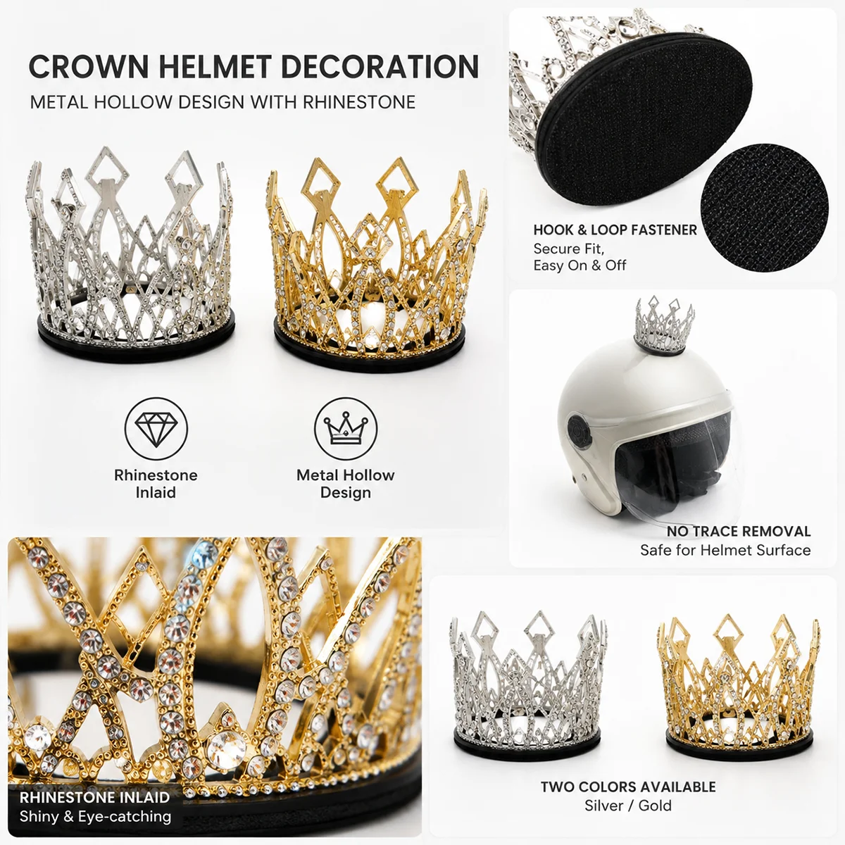 Child Helmet Crystal Crown Decoration Diamond Inlay For Motorcycle Electric Balance Bike Accessories Adorno Casco Niño view 2
