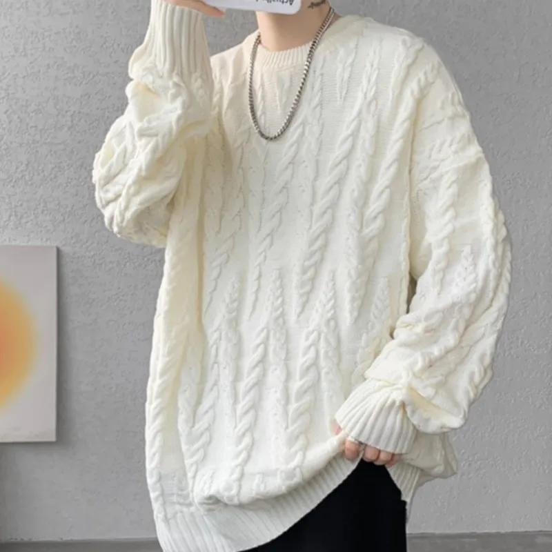 8XL-M Sweaters Round Neck Classic Twist Patterned Pullover Knitted Sweater for Men Autumn Winter Knitted Men\'s Casual Sweater