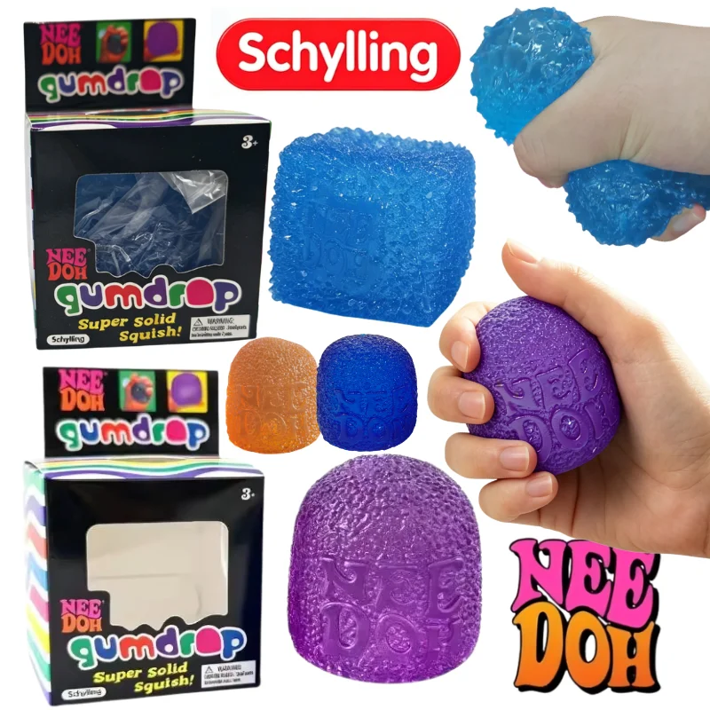 Schylling Mini Candy & Pulpy Cube NeeDoh Gumdrop Weiches Sensorisches Fidget-Spielzeug Stressabbau Quetschball Überraschungsbox