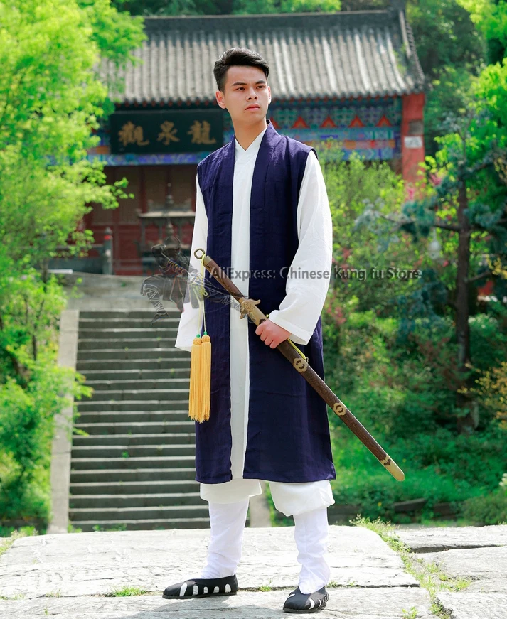 Custom 25 Colors Wudang Taoist Robe Kung fu Tai Chi Uniform Meditation Suits Cotton Linen