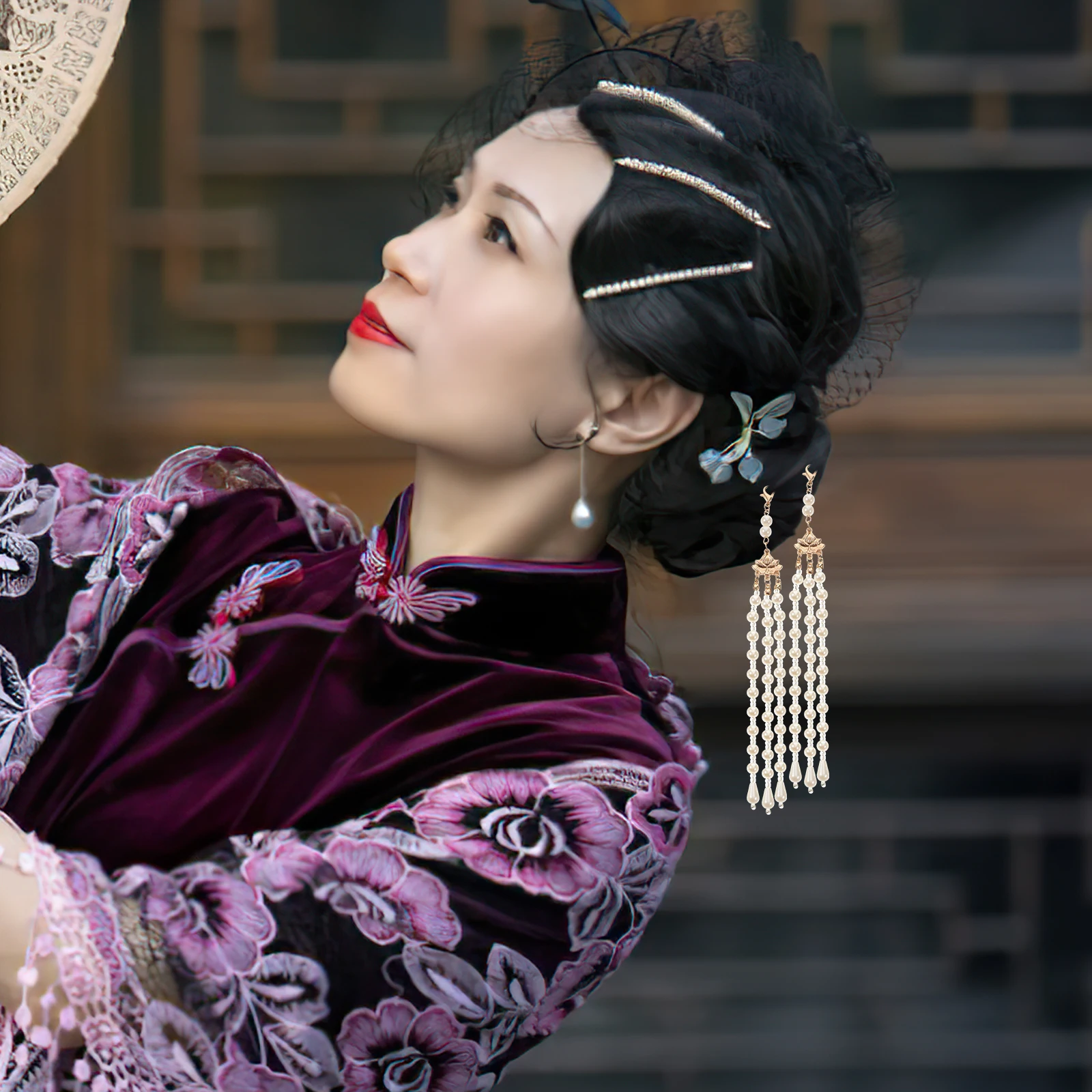 

2pcs Pearl Tassel Hairpin Headdress Accessories Costume Jewelry Ancient Decorations for Hair Stick Clothes Bag