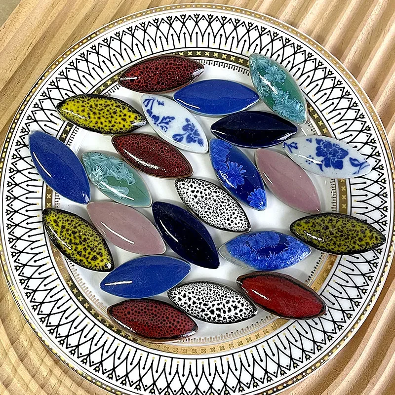 100g Oval Ceramic Mosaic Tiles Multi Color Mosaic Piece DIY Mosaic Making Stones for Craft Hobby Arts Home Wall Decoration arte